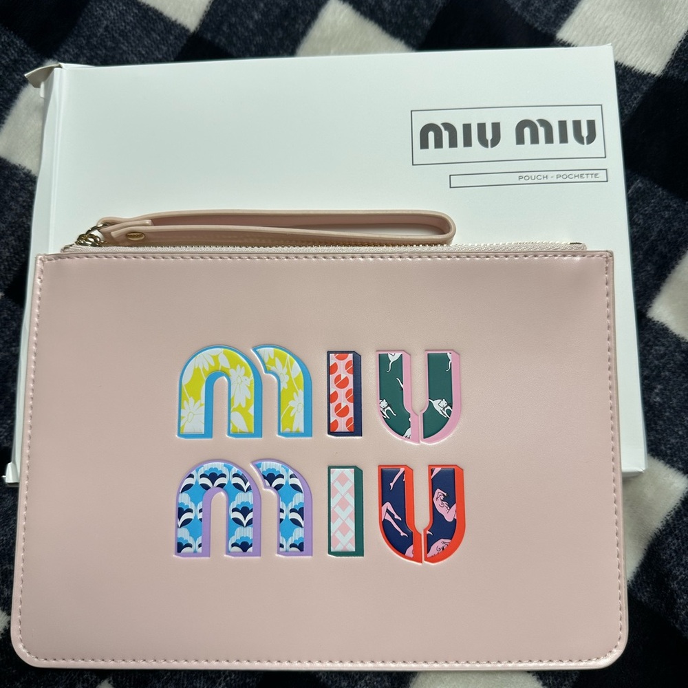 Miu Miu Pink Clutch with Multicolor Logo